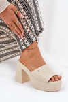 Жіночі Сандалі З Еко Шкіри На Каблуку І Платформі Світло Бежеві Tamirella