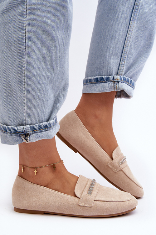 Жіночі бежеві лофери зі штучної замші Ladite