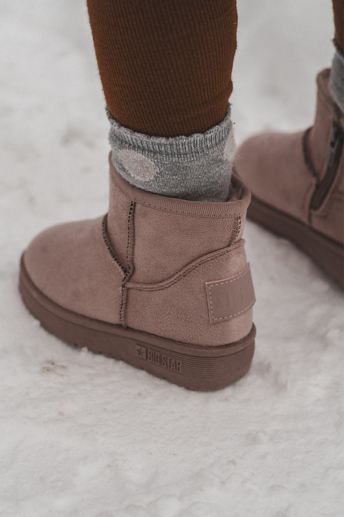 Дитячі зимові черевики утеплені хутром з вушками Рожева Betty