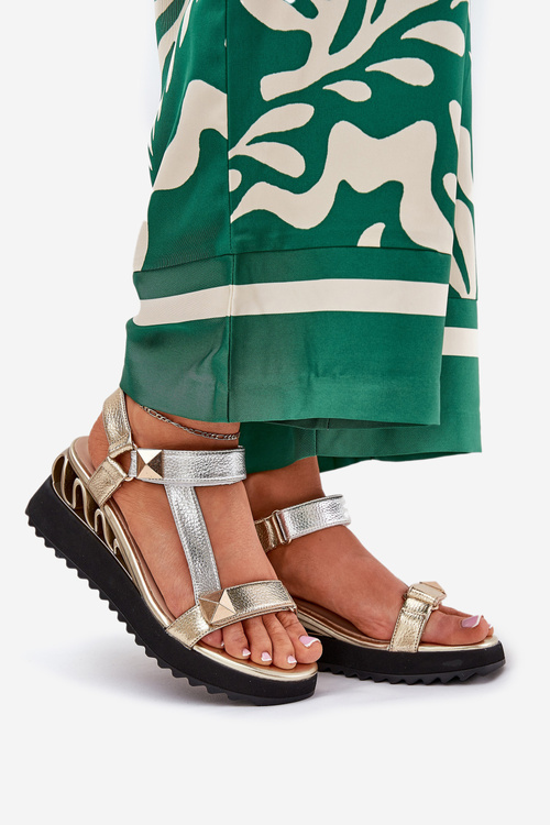 Жіночі Шкіряні Сандалі на Босоніжці D&A CR51-135 Золото-Срібло