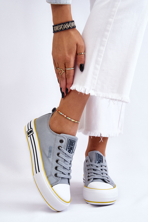 Жіночі тканинні кросівки на платформі Big Star LL274183 Світло-блакитні