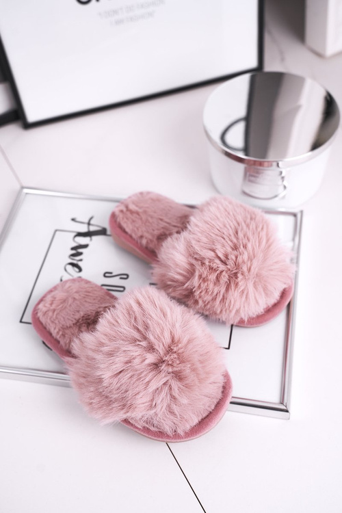Дитячі тапочки з хутряною пудрою Рожевий сніжок