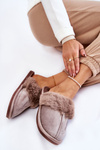 Жіночі класичні тапочки з хутром Яскраво-коричневі Lorines