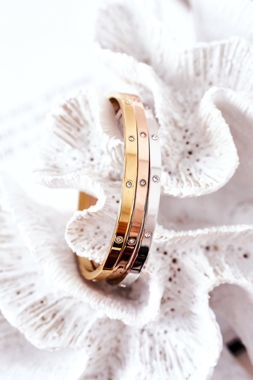 Сталевий браслет із золотом із кубічного цирконію