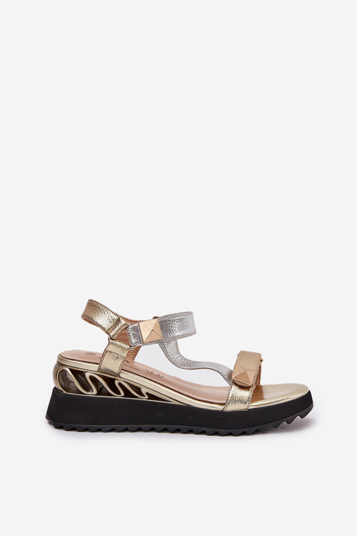 Жіночі Шкіряні Сандалі на Босоніжці D&A CR51-135 Золото-Срібло