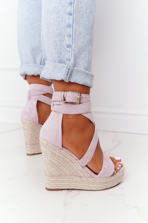 Босоніжки на танкетці з косами фіолетового кольору Лансароте