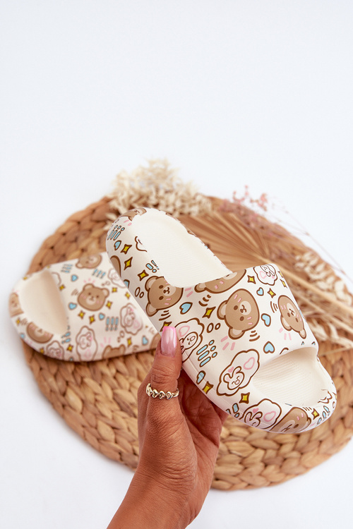 Дитячі легкі тапочки з ведмедиками бежеві Evitrapa