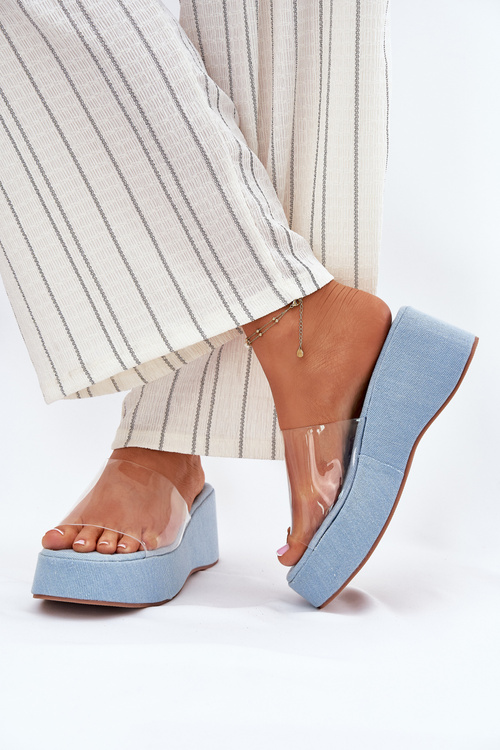 Жіночі Сандалі З Прозорим Ремінцем На Котурні Джинс Meltiana