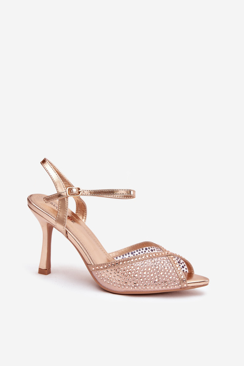 Жіночі босоніжки на високому каблуці з оздобленням Шампанське Peloria