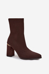Тканинні жіночі чоботи на підборах шоколадного кольору Virelle