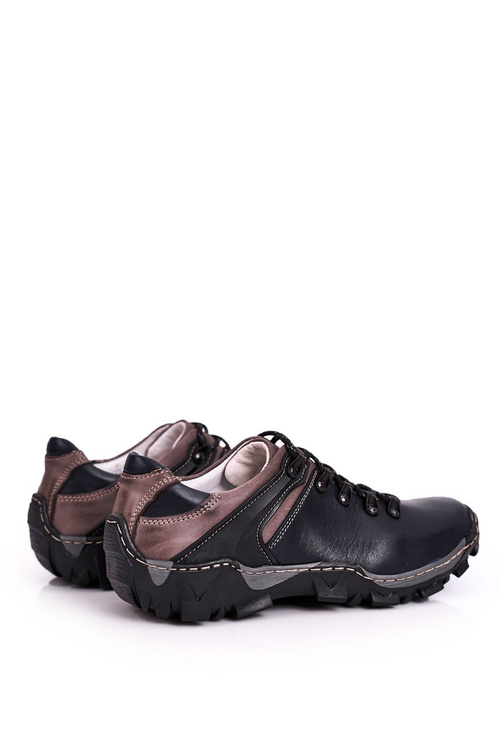 Чоловічі шкіряні трекінгові напівчеревики BEDNAREK темно-сині