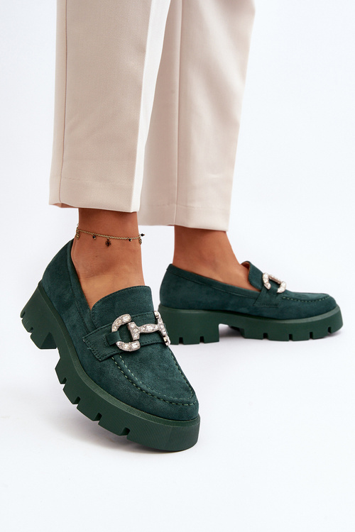 Жіночі лофери з декором Green Ellise