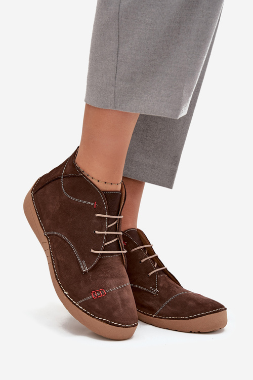 Шкіряне жіноче взуття з прошивками на блискавці Artiker 57C2117 коричневе