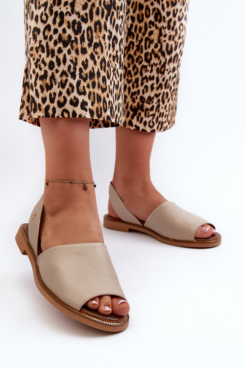 Бежеві шкіряні босоніжки Zazoo 40327