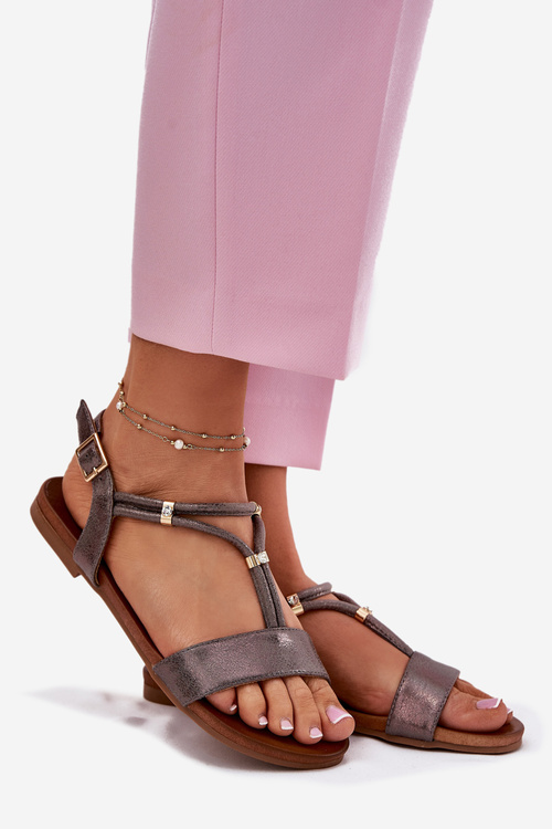 Жіночі Плоскі Сандалі З Ремінцями S.Barski KV51-120 Графітові