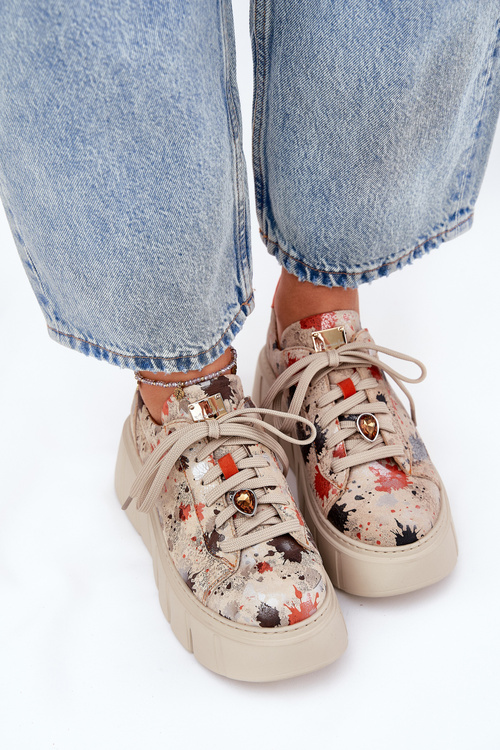 Шкіряні Кросівки На Платформі Maciejka 06891-18 Бежеві