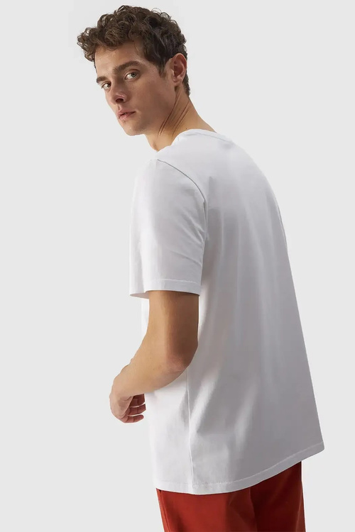 Чоловіча однотонна футболка з логотипом 4F біла 4FWMM00TTSHM1843-10S