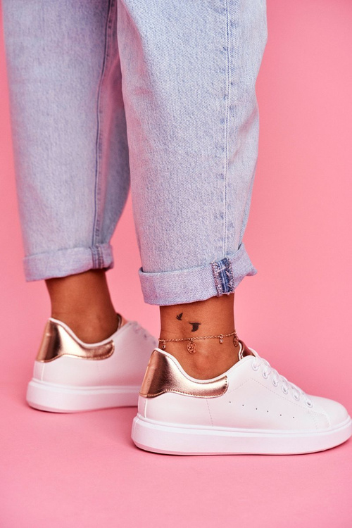 Спортивні жіночі білі туфлі на підборах Milly кольору шампань