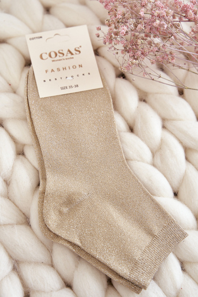 Жіночі бавовняні шкарпетки з блискучою ниткою Cosas Beige