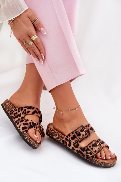 Жіночі Сандалі З Прозорими На Корковій Підошві Леопардові Коричневі Sercele