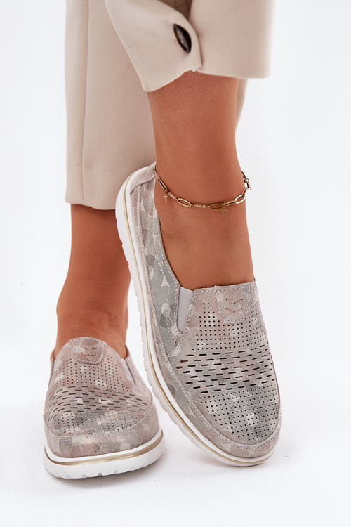 Замшеві сліпони Бежево-золотий Inez