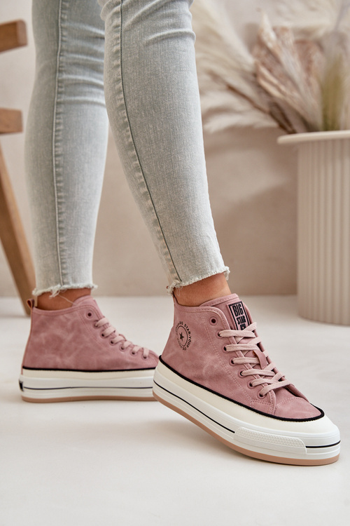 Теплі жіночі кросівки на платформі з еко шкіри Big Star OO274068 Рожеві