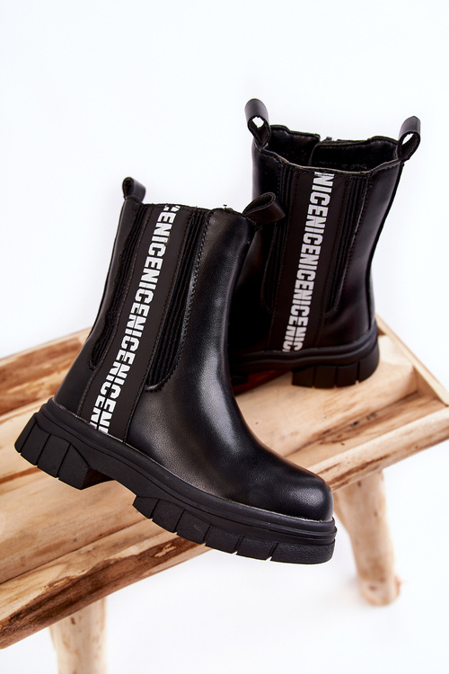 Дитячі високі утеплені черевики Kimmy чорного кольору