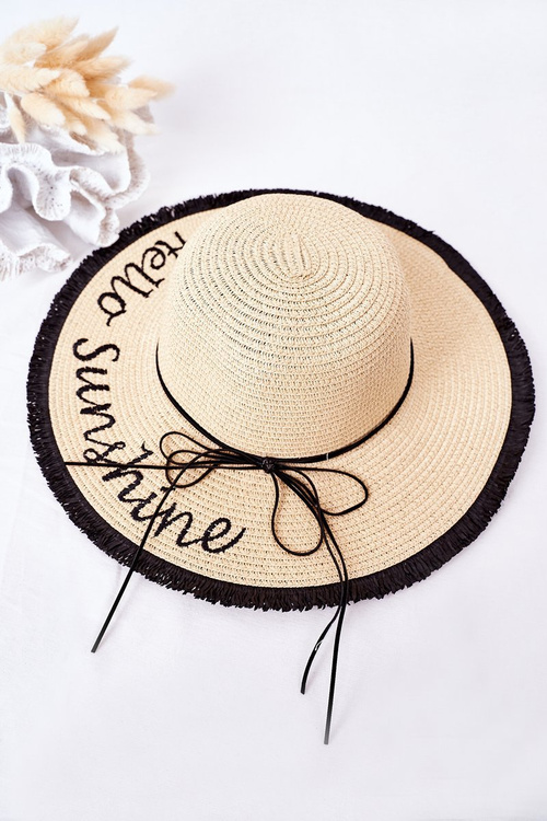 Плетений капелюх BRUNO ROSSI Hello Sunshine Beige-Black