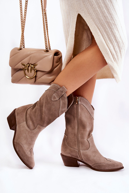 Замшеві черевики Ковбойські черевики Lewski Shoes 3198 Cappucino