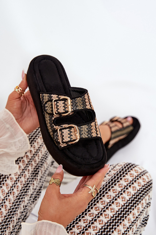 Жіночі Сандалі На Платформі З Пряжками І Плетінням Чорні Limme