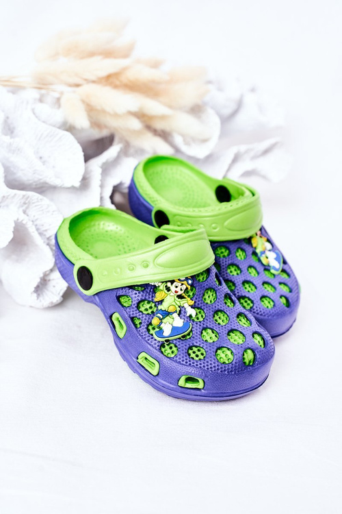 Дитячі поролонові тапочки Crocs Navy-Green Jupiter