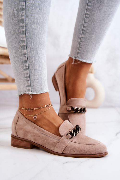 Замшеві лофери броги бежеві Yasmin 