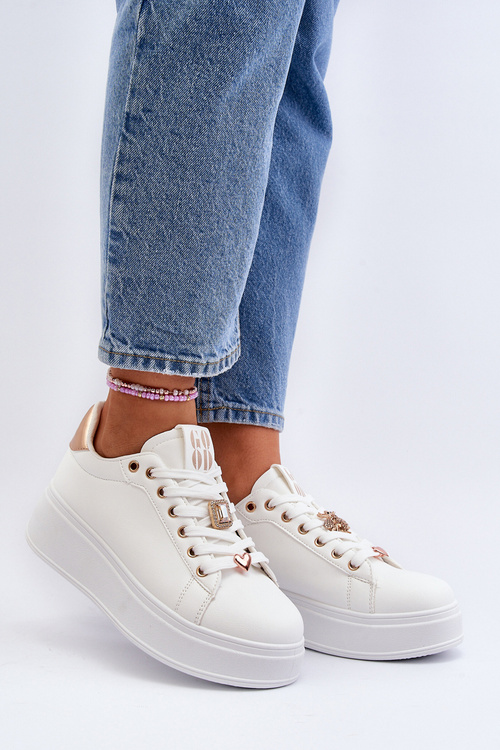 Жіночі кросівки на платформі з білими прикрасами Herbisa