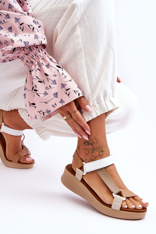 Шкіряні босоніжки Maciejka L5186-04 Бежеві