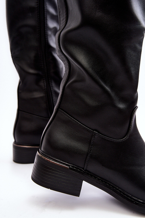 Жіночі чорні чоботи Aviare на плоскій підошві