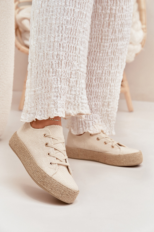 Жіночі Кросівки На Платформі З Плетінням Бежеві Princa