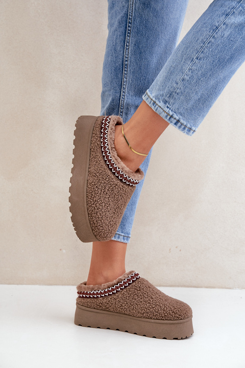Снігоступи Тапочки На Платформі З Овечим Пухом Коричневі Ovirissa