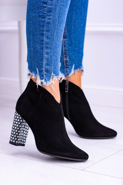 Чорні елегантні замшеві черевики на шпильці Laura Messi 1849