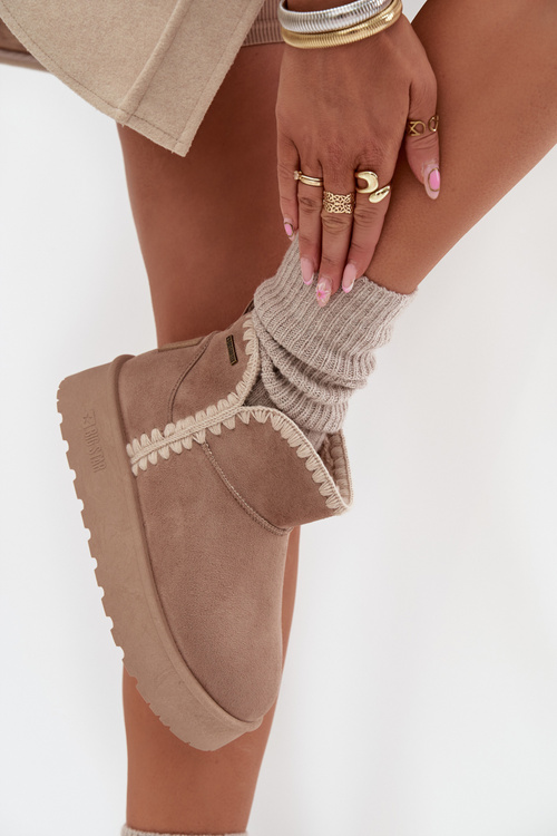 Жіночі Снігоступи На Платформі З Швами Big Star SS274129 Бежеві