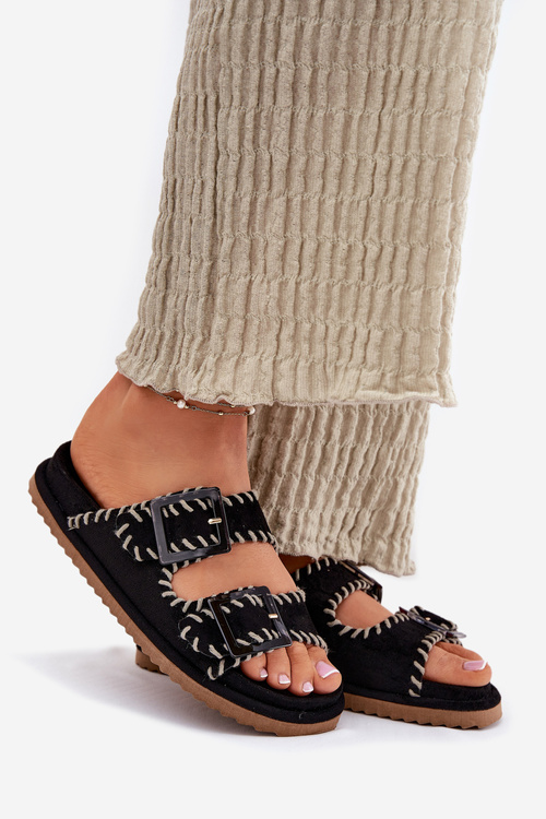 Жіночі Сандалі З Пряжками І Декоративним Швом Чорні Visley