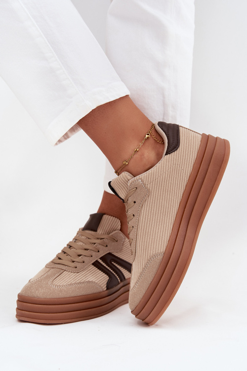 Замшеві жіночі кросівки на платформі Бежеві Corynelle