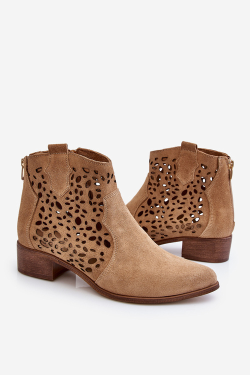 Чоботи жіночі ажурні Lewski Shoes 2909 Темно-бежеві