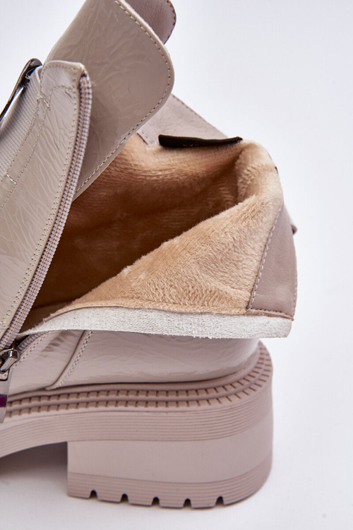 Чоботи жіночі лаковані зі світлим орнаментом сірі SBarski MR870-53