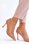 Шкіряні класичні шпильки бежеві Келсі 