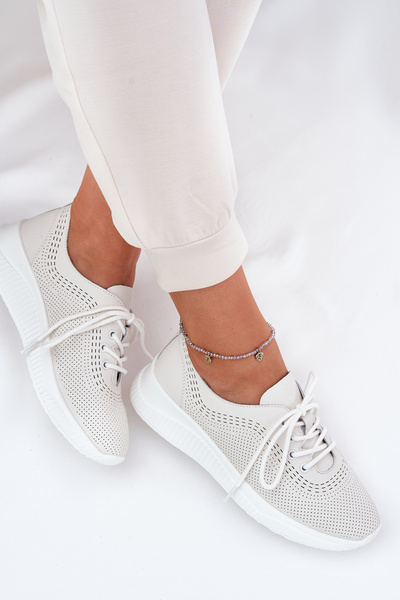 Жіноче Шкіряне Спортивне Взуття Vinceza 79532 Біле