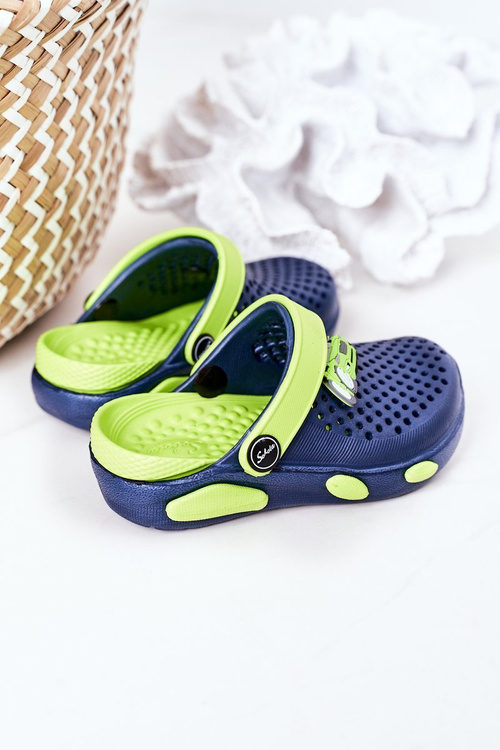 Дитячі поролонові тапочки Crocs Navy Blue-Green Oliver
