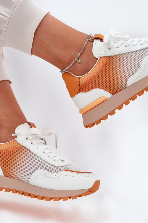 Шкіряне Спортивне Взуття З Сіткою Жіноче Vinceza 66775 Помаранчеві