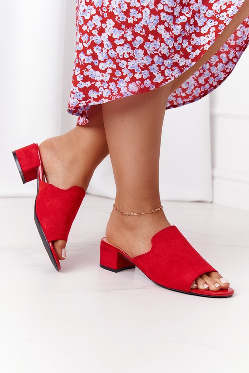 Замшеві тапочки на підборах Sergio Leone KL313 Red