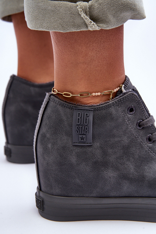 Жіночі шкіряні кросівки на платформі Big Star MM274005 сірі