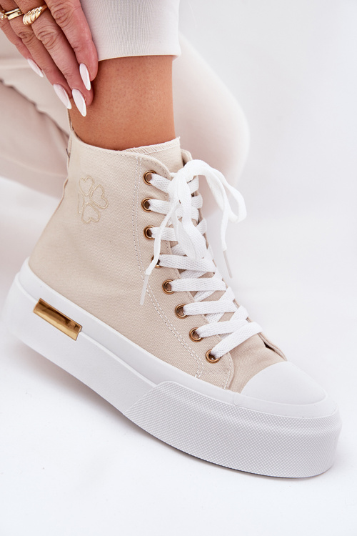 Високі Жіночі Кросівки На Платформі Бежеві Laviriona
